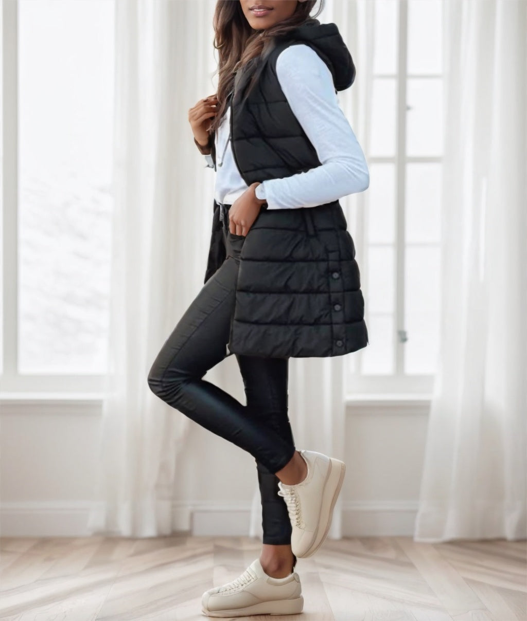 Women'S Elegant Hooded Puffer Vest