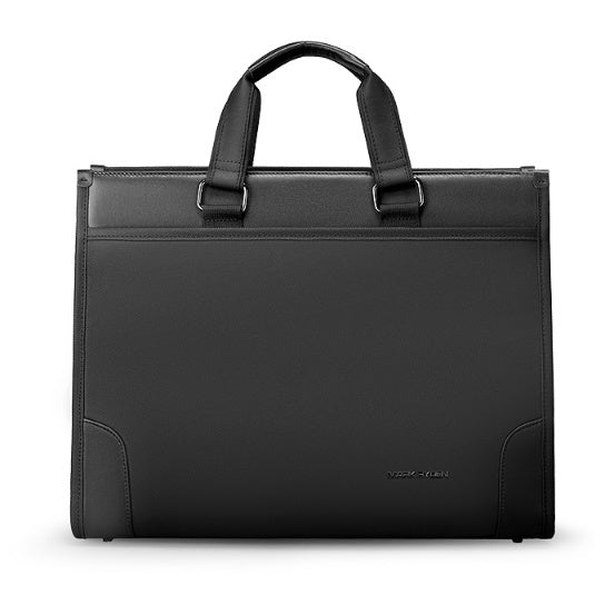 Black men's business handheld notebook briefcase made of oxford cloth with polyester lining for business travel