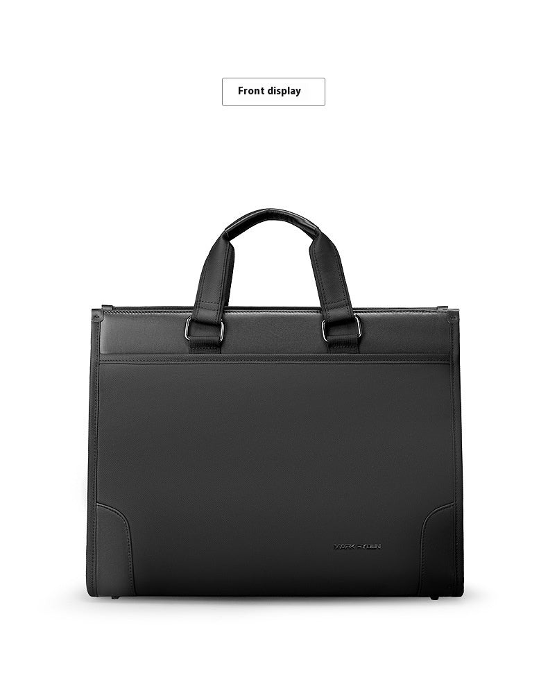 Men's black business handheld notebook briefcase with sturdy handles and sleek design