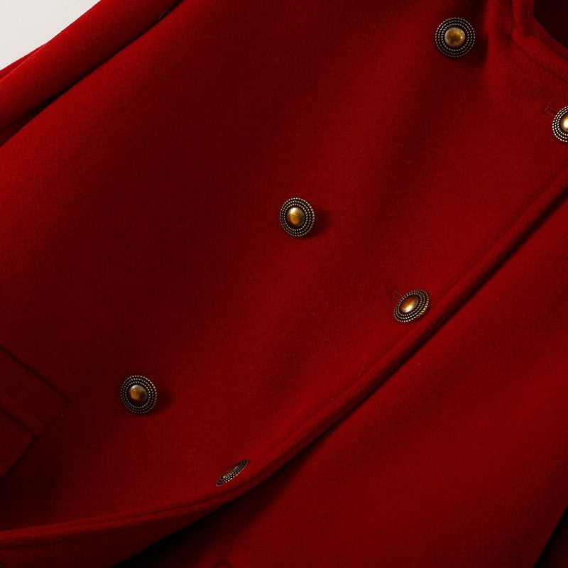 Korean Style Wool Double Breasted Coat For fashionable Women
