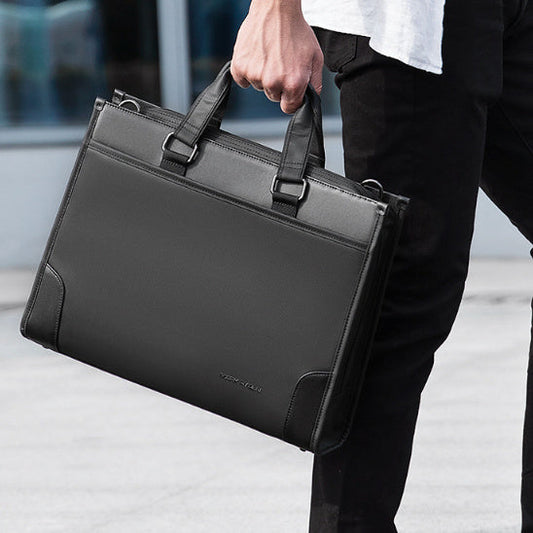 Men's business handheld notebook briefcase in elegant black Oxford cloth with polyester lining for business travel