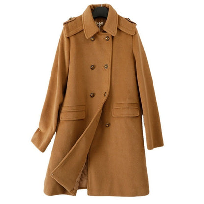 Korean Style Wool Double Breasted Coat For fashionable Women