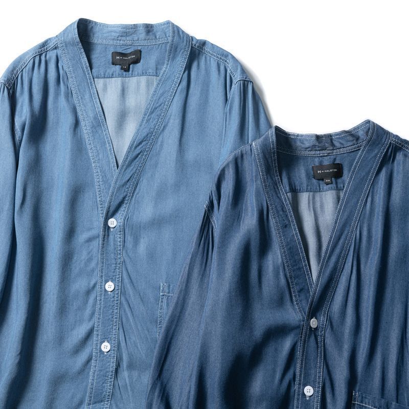 Three-quarter Sleeve Men Casual Denim Coat with V-neck