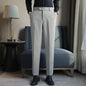 Straight retro brown slim fit corduroy casual pants for men with elastic waist and straight cut.