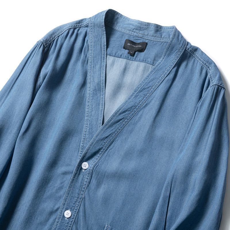 Three-quarter Sleeve Men Casual Denim Coat with V-neck