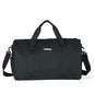 Portable female large capacity black swimming bag with adjustable shoulder strap and dual handles made of durable Oxford cloth.