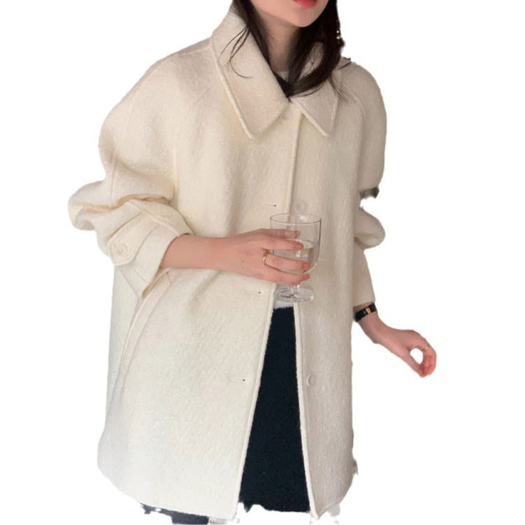 All-matching Long Sleeve Woolen Coat Outerwear Women's wear.