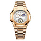 Men's Fashion Business automatic mechanical watch with gold stainless steel band and white dial