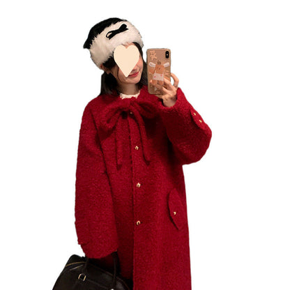 Korean Style Woolen Overknee Long Coat women's exclusive fashion.