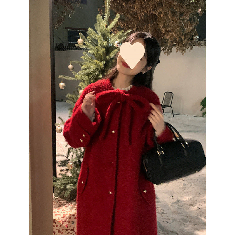 Korean Style Woolen Overknee Long Coat women's exclusive fashion.