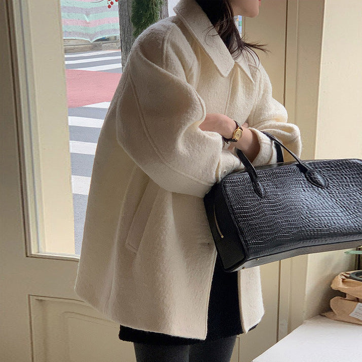 All-matching Long Sleeve Woolen Coat Outerwear Women's wear.