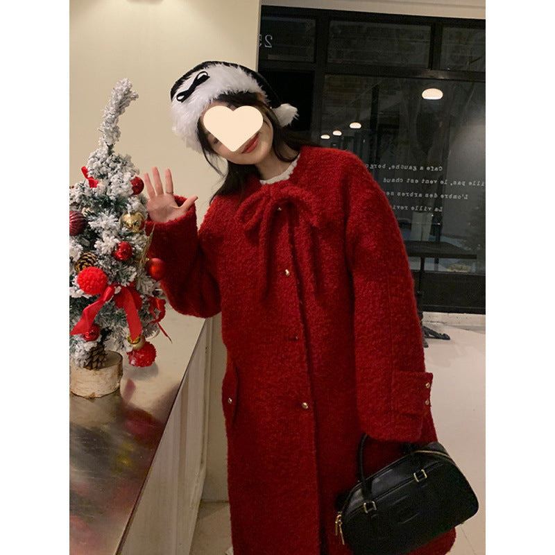 Korean Style Woolen Overknee Long Coat women's exclusive fashion.