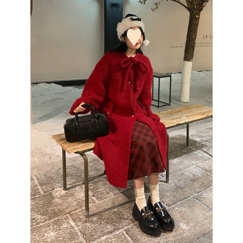 Korean Style Woolen Overknee Long Coat women's exclusive fashion.