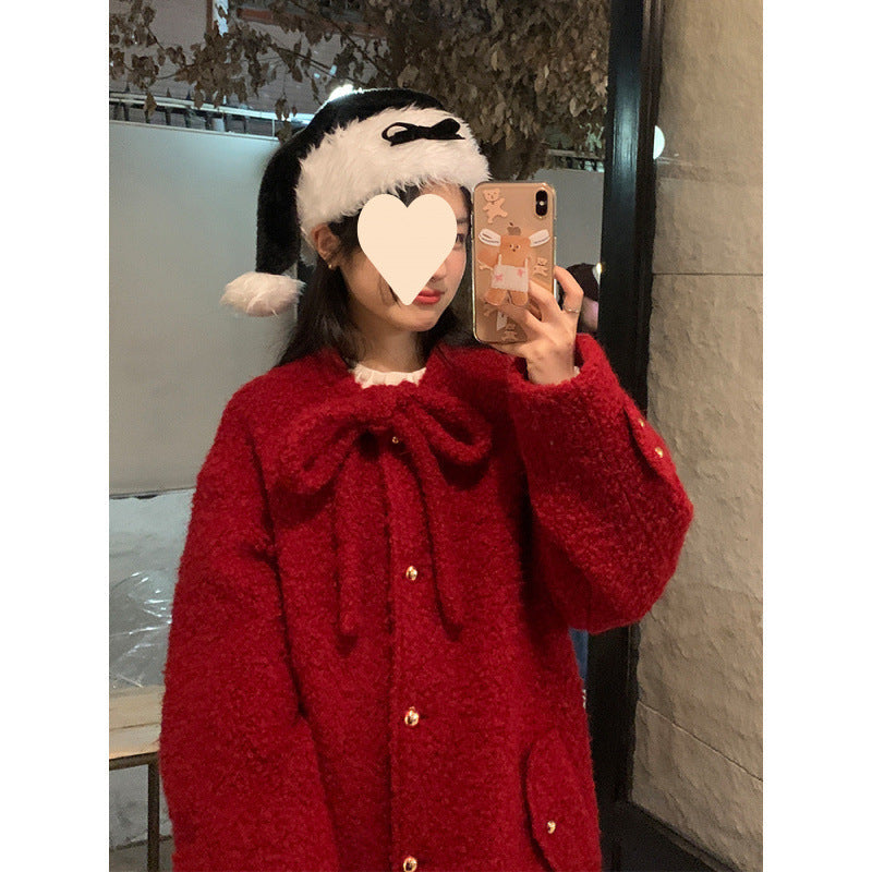 Korean Style Woolen Overknee Long Coat women's exclusive fashion.