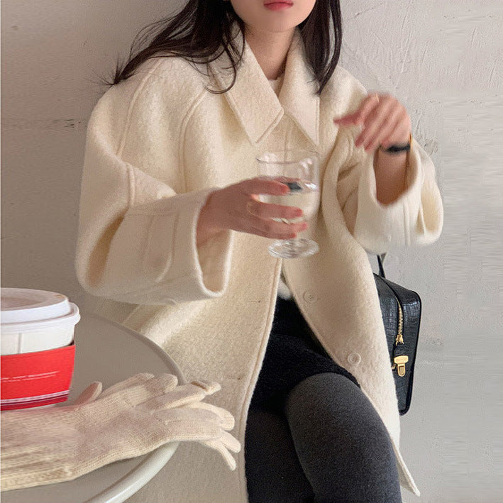 All-matching Long Sleeve Woolen Coat Outerwear Women's wear.