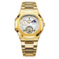 Men's Fashion Business automatic mechanical watch with gold stainless steel band and white dial