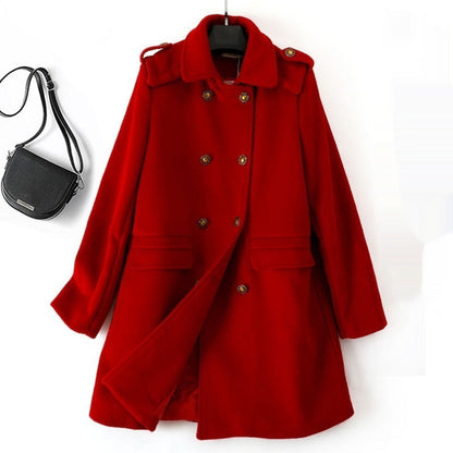Korean Style Wool Double Breasted Coat For fashionable Women