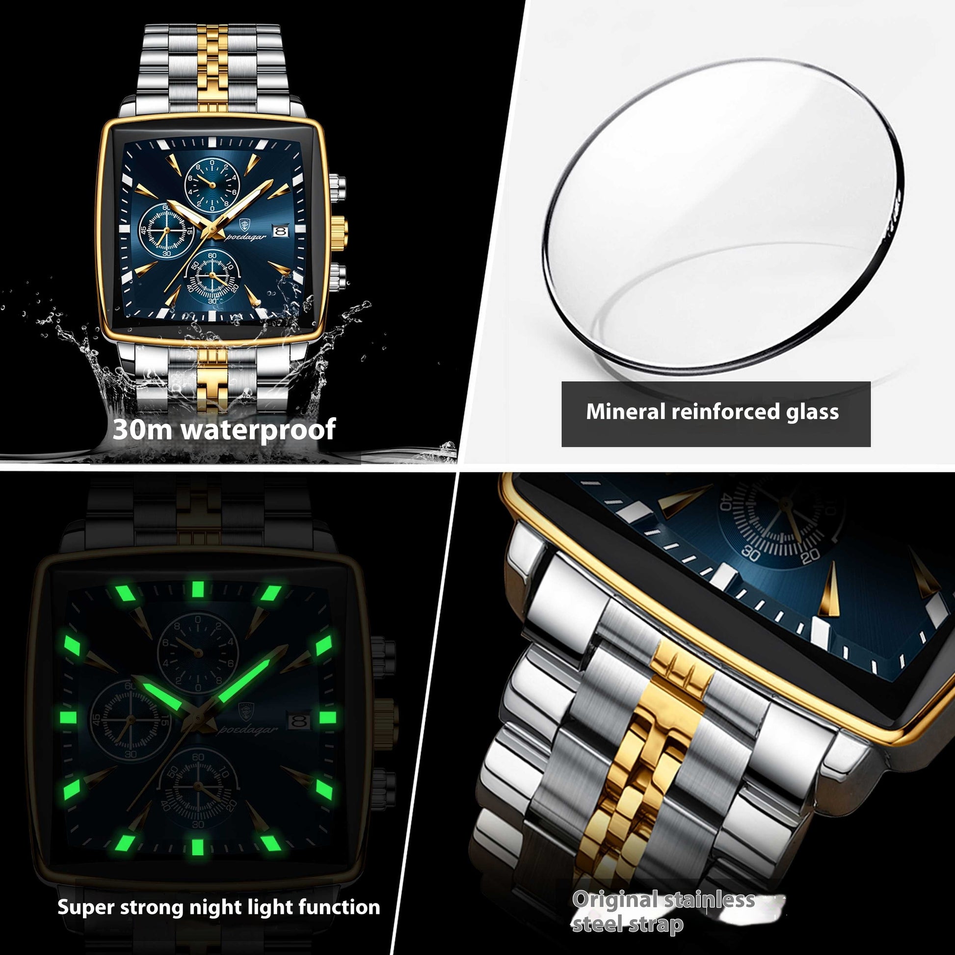 Mens Multifunctional Business Waterproof Watch