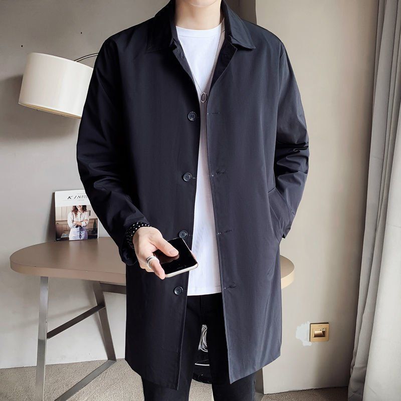 Men's Mid-length Loose Skin Trench