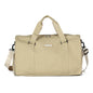 beige portable female large capacity swimming bag with handles and shoulder strap