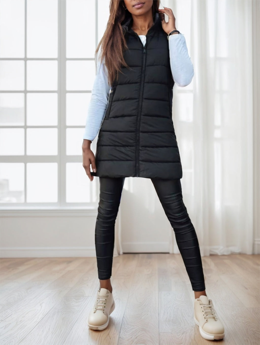 Women'S Elegant Hooded Puffer Vest 